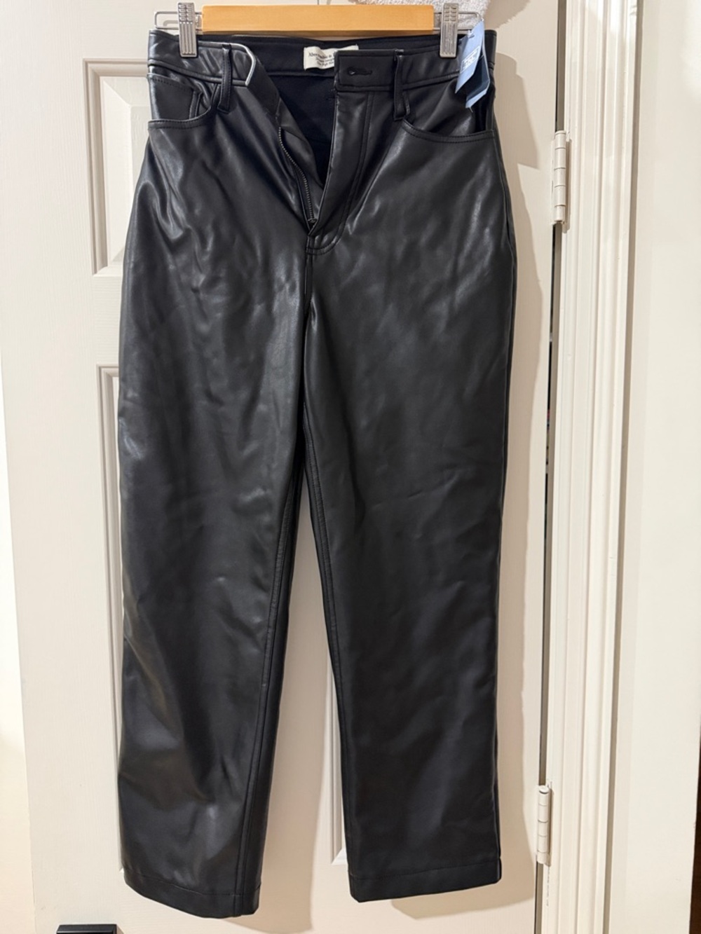 Abercrombie & Fitch Black Faux Leather Straight Pants